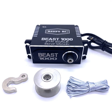 Reef's RC - Beast 1000 1/5th Scale Servo Winch with Reefs Spool, Hook, Synthetic Line - Hobby Recreation Products