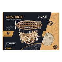Robotime - Mechanical Wood Models; Airship Air Vehicle - with wind-up spring - Hobby Recreation Products