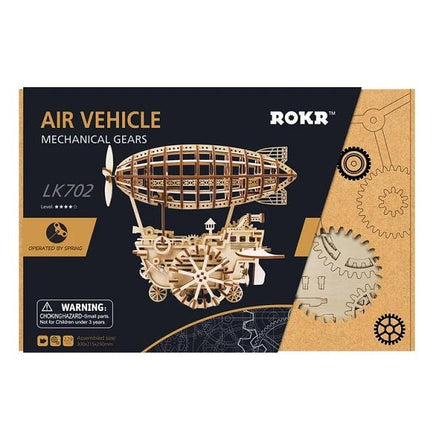 Robotime - Mechanical Wood Models; Airship Air Vehicle - with wind-up spring - Hobby Recreation Products