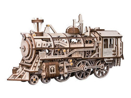 Robotime - Mechanical Wood Models; Steam Locomotive - with wind-up spring - Hobby Recreation Products