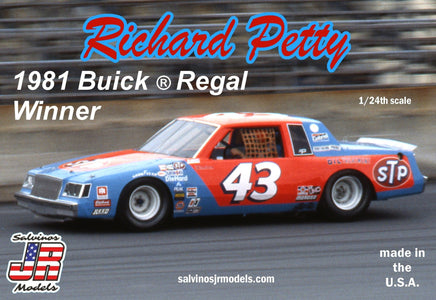 Salvinos JR Models - 1/24 Richard Petty #43 1980 Buick Regal Winner Plastic Model Car Kit - Hobby Recreation Products