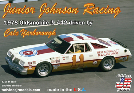 Salvinos JR Models - 1/25 Junior Johnson Racing 1978 Oldsmobile 442, Driven by Cale Yarborough Plastic Model Car Kit - Hobby Recreation Products
