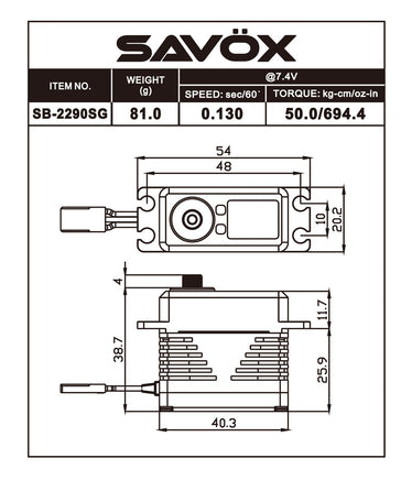 Savox - Monster Performance, Brushless Servo Black Edition .055sec / 624.9oz @ 8.4v - Hobby Recreation Products