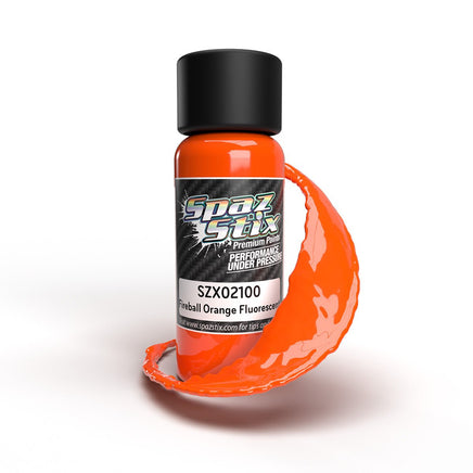 Spaz Stix - Fireball Orange Fluorescent Airbrush Ready Paint, 2oz - Hobby Recreation Products