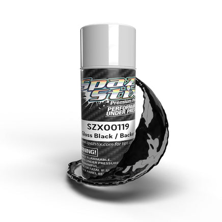 Spaz Stix - High Gloss Black/Backer, Aerosol Paint, 3.5oz Can - Hobby Recreation Products