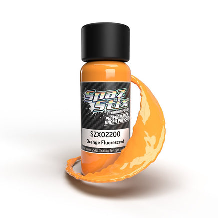 Spaz Stix - Orange Fluorescent Airbrush Ready Paint, 2oz Bottle - Hobby Recreation Products