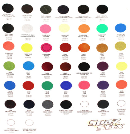 Spaz Stix - PAINT COLOR IDENTIFICATION CARD - Hobby Recreation Products
