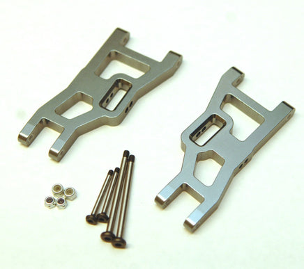 ST Racing Concepts - Aluminum Heavy Duty Front Suspension Arms w/ Lock-Nut Hinge-Pins, Rustler/Stampede/Slash, Gun Metal - Hobby Recreation Products