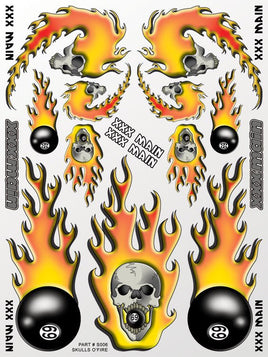 XXX Main Racing - Skulls O'Fire Sticker Sheet - Hobby Recreation Products