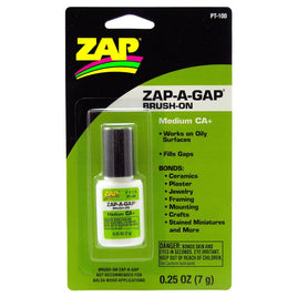 ZAP Glue - Brush-On Zap-A-Gap Med CA Glue 1/4oz - Hobby Recreation Products